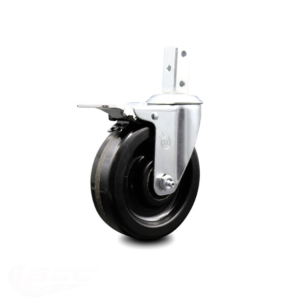 5 Inch Phenolic Wheel Swivel 7/8 Inch Square Stem Caster with Total Lock Brake